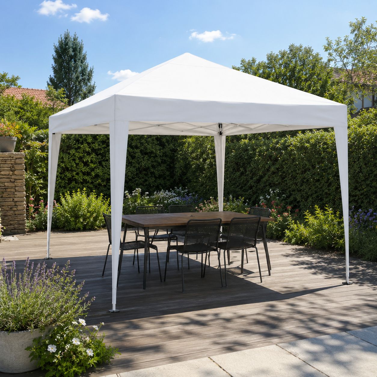 Tonnelle de jardin 3 x 3 mètres Blanc ouverte
