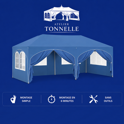 Tonnelle de jardin 3 x 6 mètres Bleu