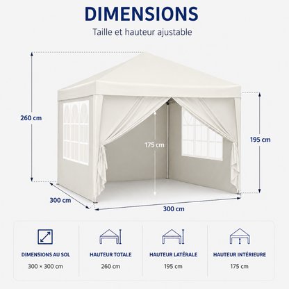 Tonnelle de jardin 3 x 3 mètres Beige