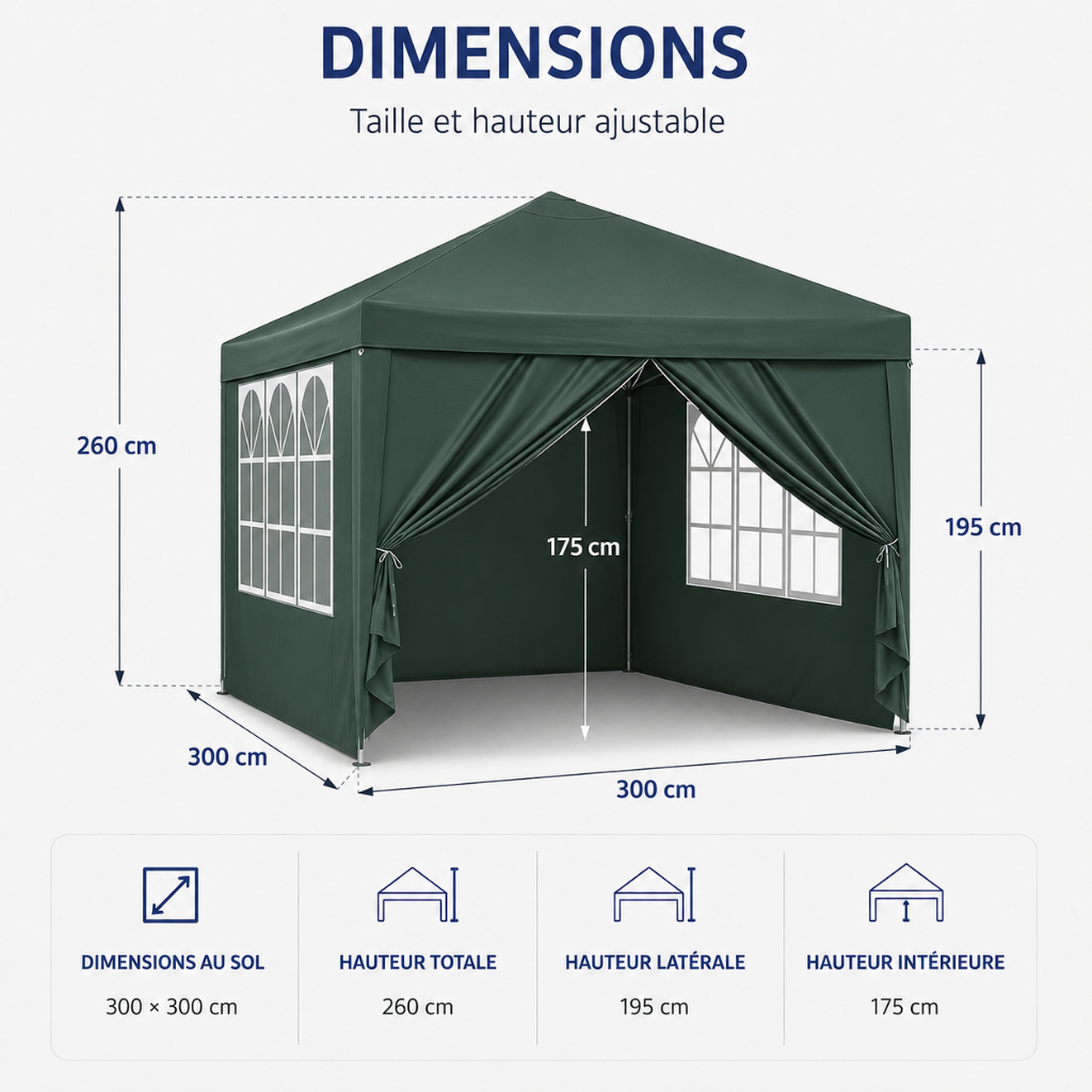 Tonnelle de Jardin 3X3m Vert