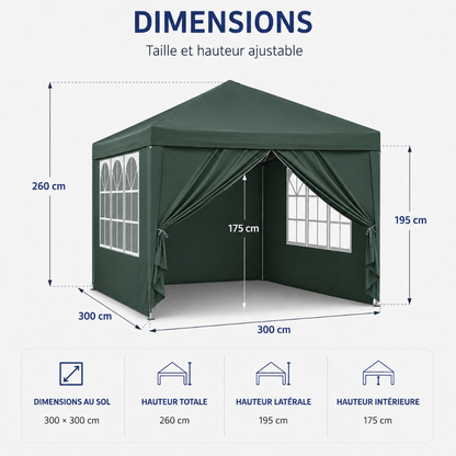 Tonnelle de Jardin 3X3m Vert