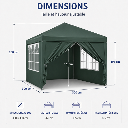Tonnelle de Jardin 3X3m Vert