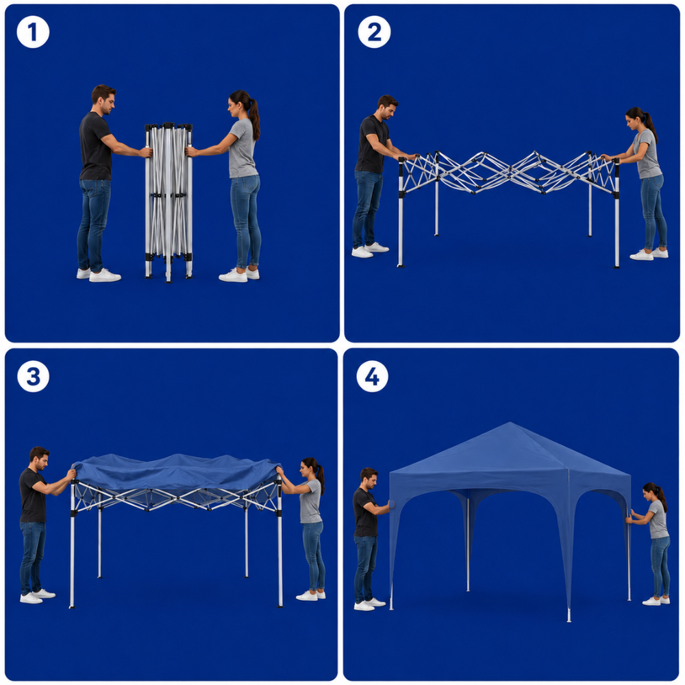 Tonnelle de jardin 3 x 3 mètres Bleu ouverte