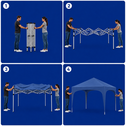 Tonnelle de jardin 3 x 3 mètres Bleu ouverte