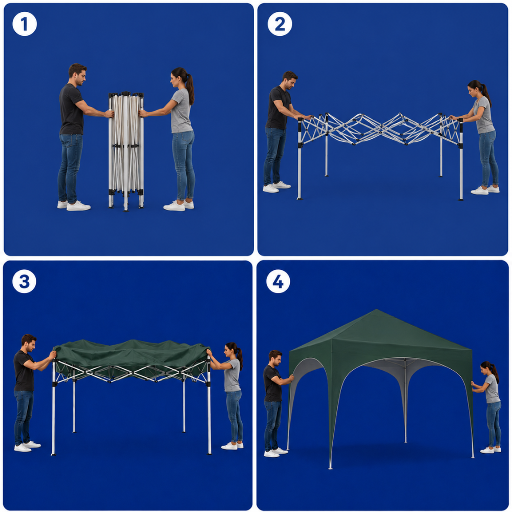 Tonnelle de jardin 3 x 3 mètres vert ouverte