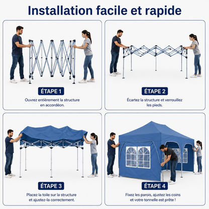 Tonnelle de jardin 3 x 6 mètres Bleu