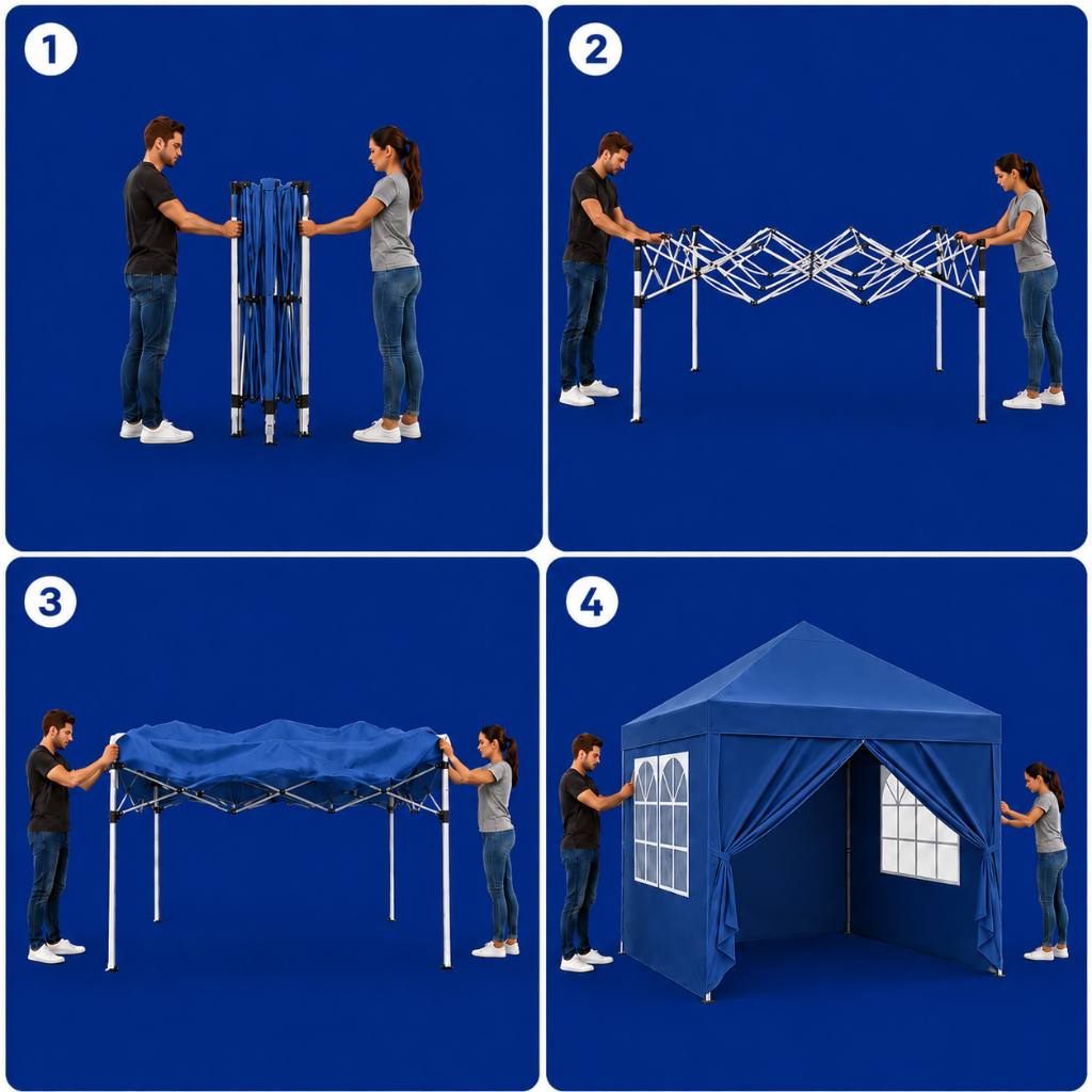 Tonnelle de jardin 3 x 3 mètres Bleu