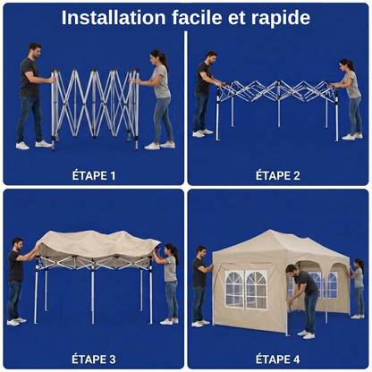Tonnelle de jardin 3 x 6 mètres Beige