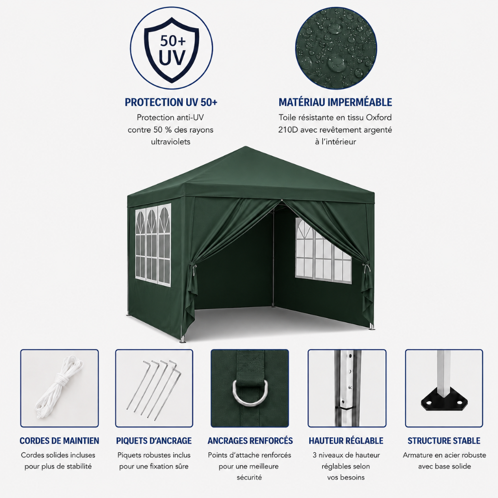 Tonnelle de Jardin 3X3m Vert
