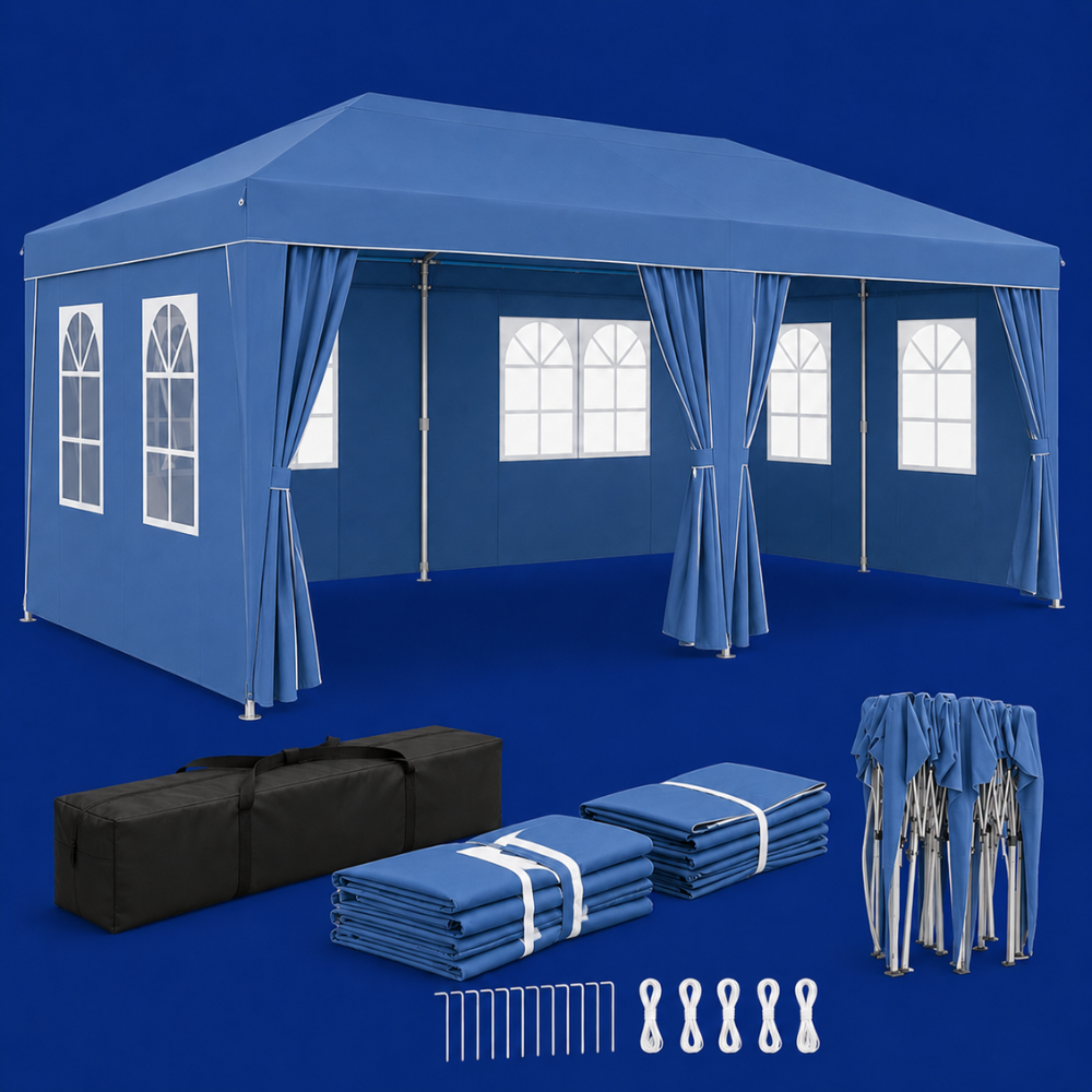 Tonnelle de jardin 3 x 6 mètres Bleu