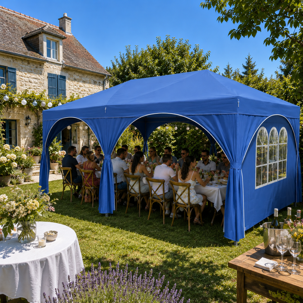 Tonnelle de jardin 3 x 6 mètres Bleu