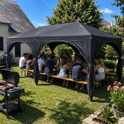 Tonnelle pliante Grise 3x6 m imperméable – Barnum professionnel avec 6 parois latérales – Montage en 5 minutes