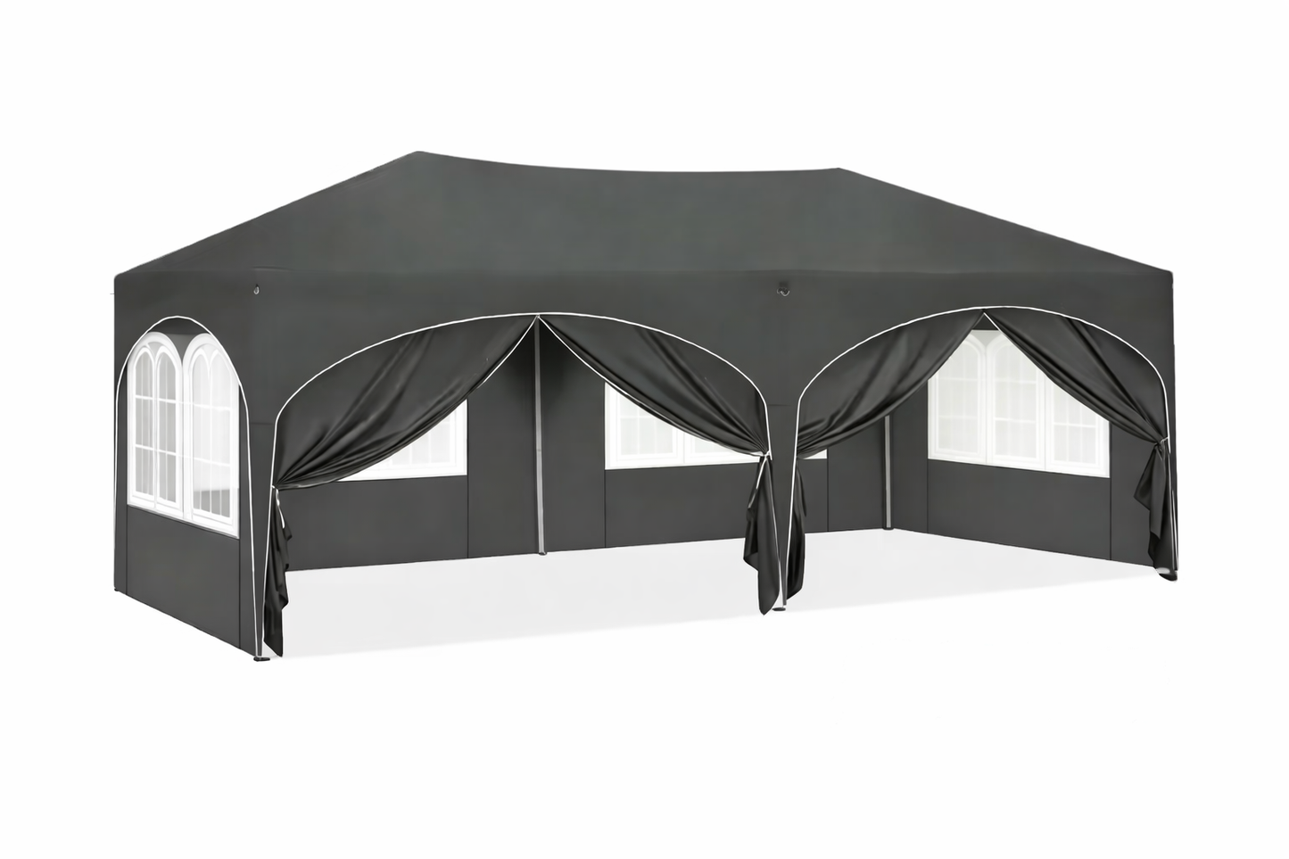 Tonnelle pliante Grise 3x6 m imperméable – Barnum professionnel avec 6 parois latérales – Montage en 5 minutes