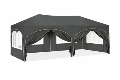 Tonnelle pliante Grise 3x6 m imperméable – Barnum professionnel avec 6 parois latérales – Montage en 5 minutes