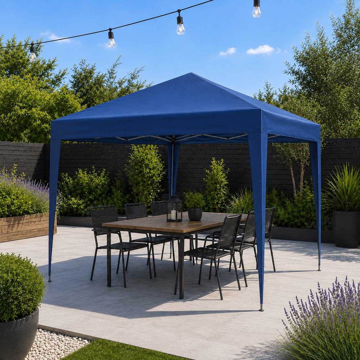 Tonnelle de jardin 3 x 3 mètres Bleu ouverte