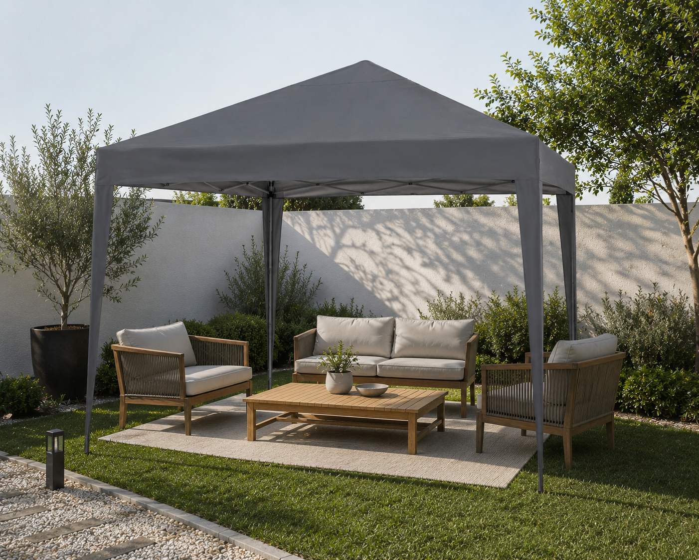 Tonnelle de jardin 3 x 3 mètres Gris ouverte
