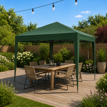 Tonnelle de jardin 3 x 3 mètres vert ouverte