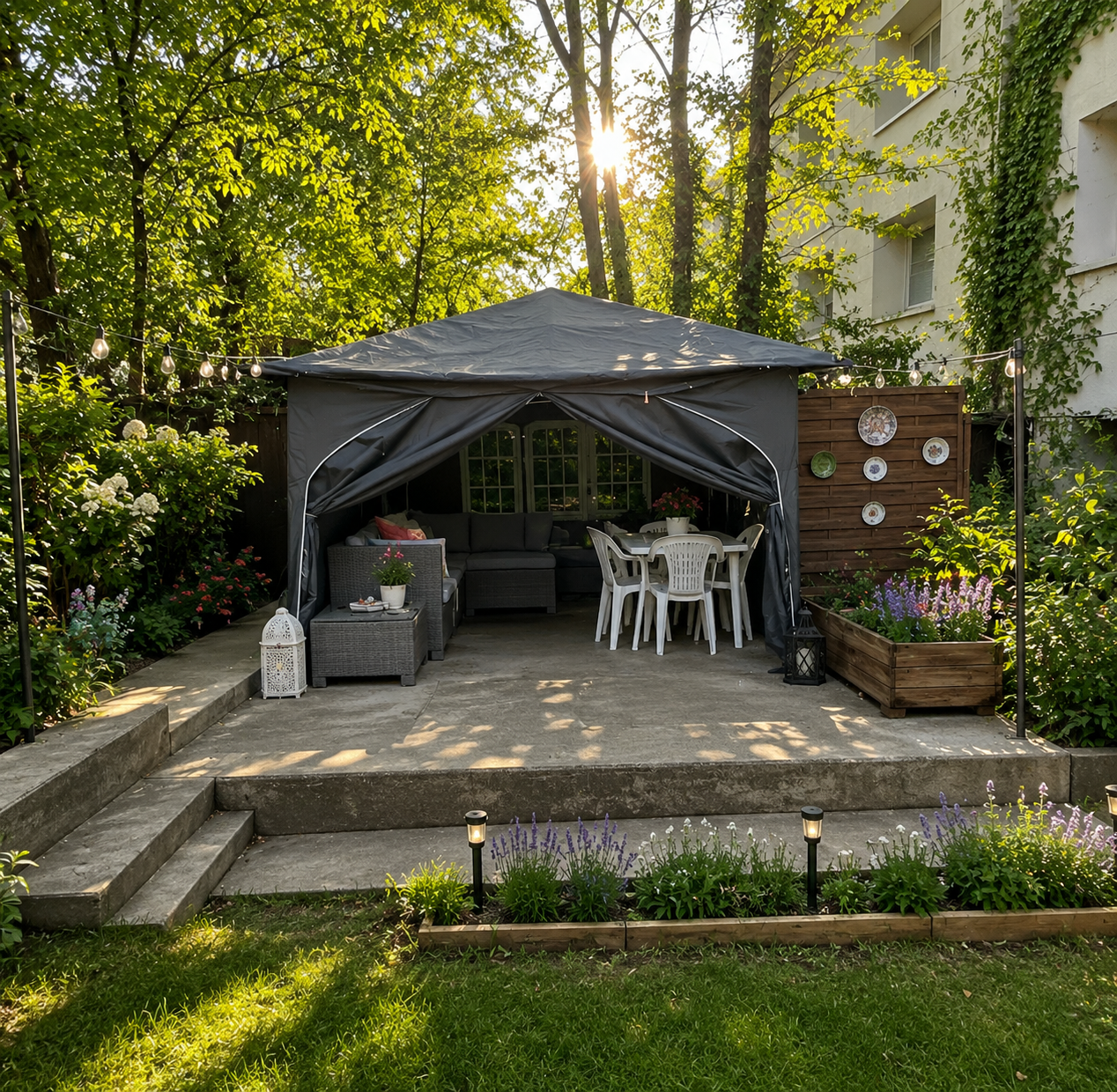 Tonnelle de jardin 3 x 3 mètres Gris
