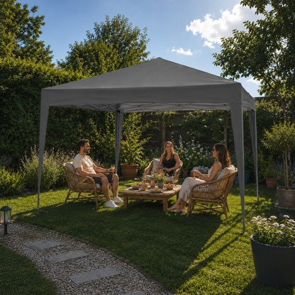 Tonnelle de jardin 3 x 3 mètres Gris ouverte