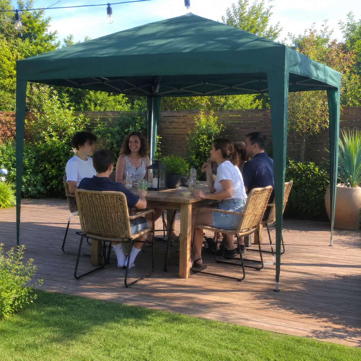 Tonnelle de jardin 3 x 3 mètres vert ouverte